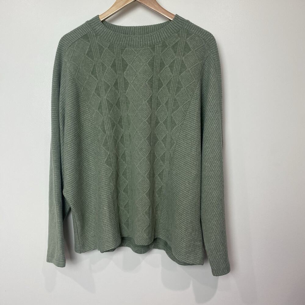 Democracy Women's Sz 2X Heather Olive Green Sweater Dolman Sleeves Very Soft New
